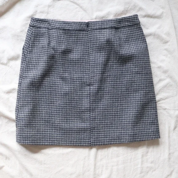 Boden British Tweed Houndstooth A-Line Skirt Womens 12 Gray Navy Workwear Twee - Picture 3 of 7